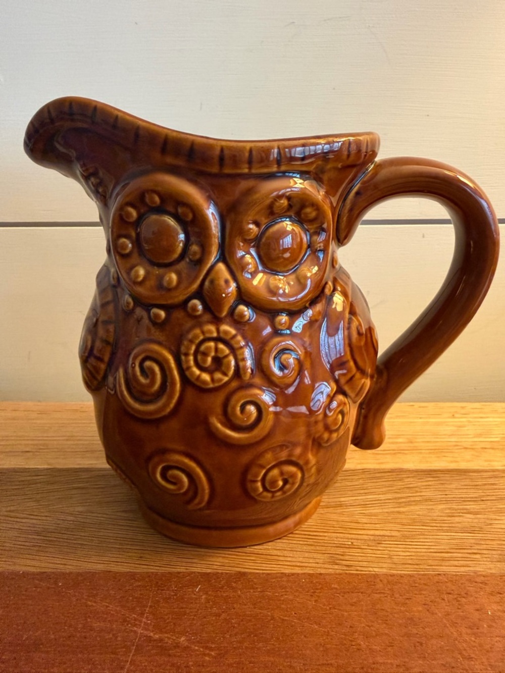 Vintage Ceramic Owl Pitcher Brown - Picture 5 of 6